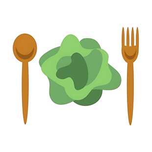 餐具旁的新鲜生菜