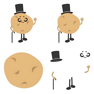 戴礼帽的土豆表情与部件