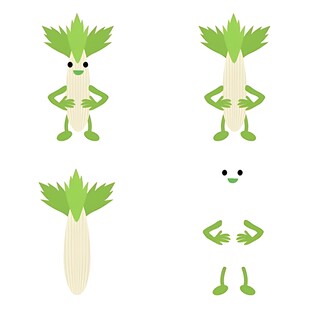 可爱拟人化白萝卜形象设计