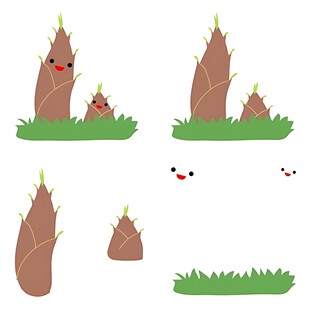 可爱拟人化竹笋插画