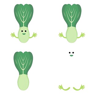 可爱小白菜表情动作展示