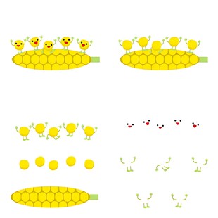 可爱小鸡与玉米插画元素