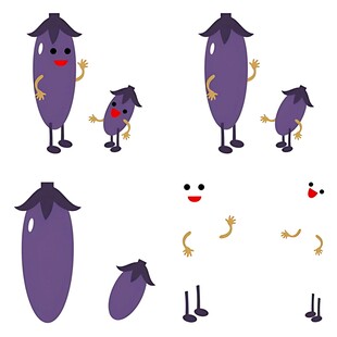 可爱拟人化茄子卡通形象