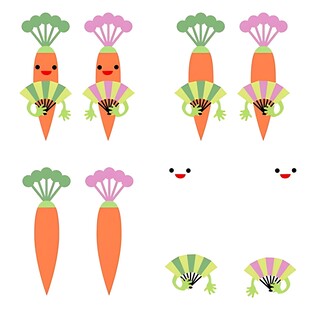 可爱卡通胡萝卜与蔬菜形象