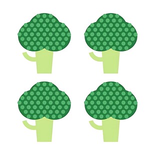 四棵卡通西兰花图案