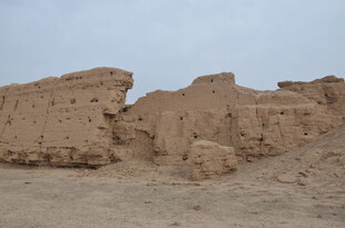 沙漠中的古老土筑遗迹