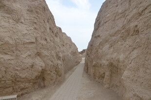 狭窄土壁间的蜿蜒小道