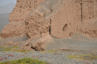 荒凉沙漠中的奇特土崖