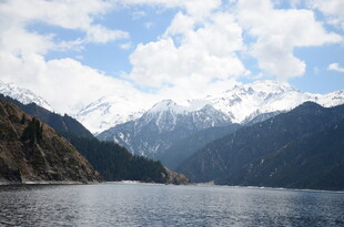 雪山下的静谧湖泊