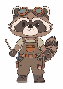 浣熊飞行员形象插画