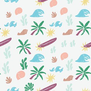 海洋风热带植物图案背景