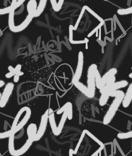 黑白涂鸦风墙面艺术图案