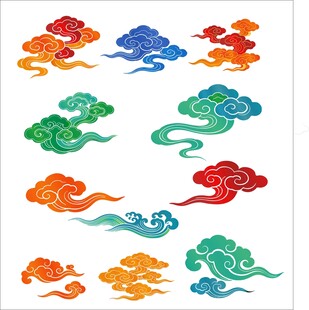多彩中式传统祥云图案