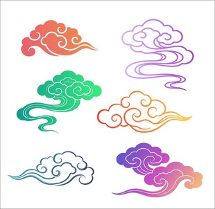 多彩中式祥云图案集合