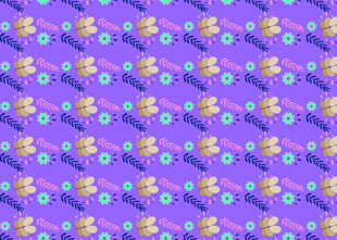 紫色背景卡通图案无缝纹理