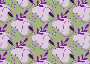 紫色花朵绿叶图案背景