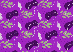 紫色底绿叶图案纹理