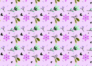 紫色花卉小鸟图案背景