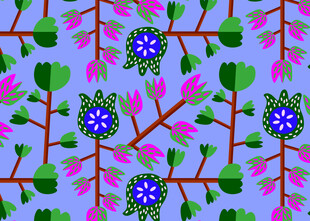 蓝色花卉植物图案背景