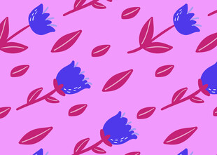 粉色底花卉叶无缝图案