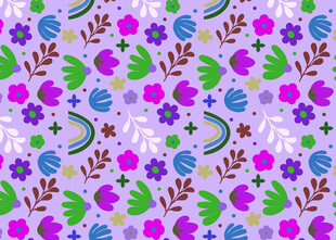 多彩花卉几何图案背景图