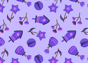 紫色梦幻火箭星星图案