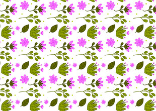 粉色花卉绿叶无缝图案