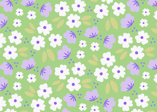 清新绿底花卉无缝图案