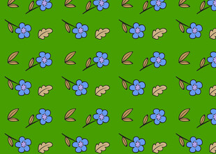 绿色背景蓝色小花图案