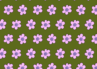紫色小花绿色背景图案