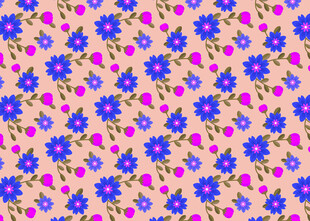 粉色背景蓝色花朵图案