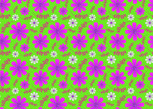 绿底紫白花卉图案背景