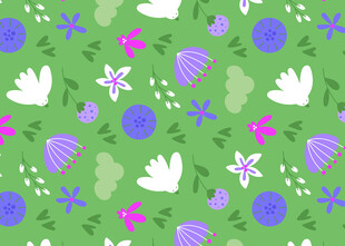 清新花卉绿色无缝图案