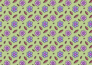 淡绿色底紫色小花图案