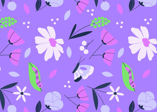 紫色花卉图案背景设计图