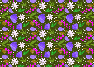 花卉浆果图案背景纹理