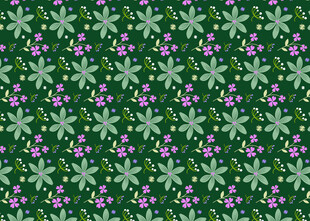 绿色背景上的紫色小花图案