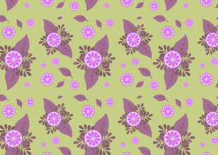 紫色花朵绿色背景图案