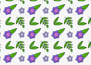 花卉绿叶无缝图案背景