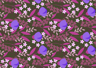 紫色花卉小鸟图案背景