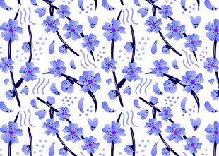 蓝紫色花卉无缝图案背景
