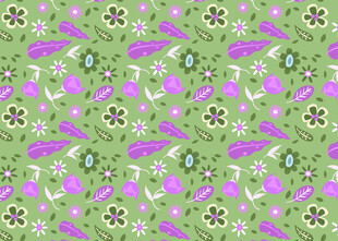 绿色紫色花卉几何图案背景