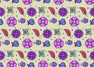 多彩手绘花卉图案背景