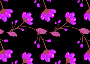 紫色花卉黑色背景图案