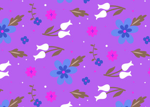 紫色花卉动物图案背景