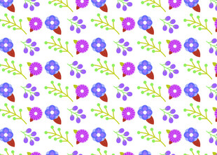 多彩花卉小鸟图案背景