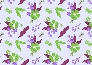 紫色花卉绿叶图案背景