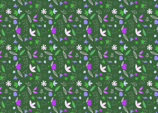 绿色底花卉飞鸟图案背景