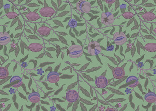 绿色底紫色花卉图案纹理
