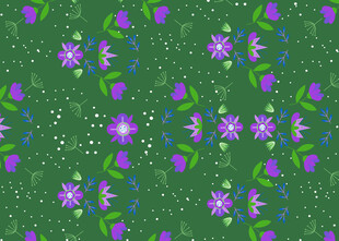 绿色底紫色花卉图案纹理